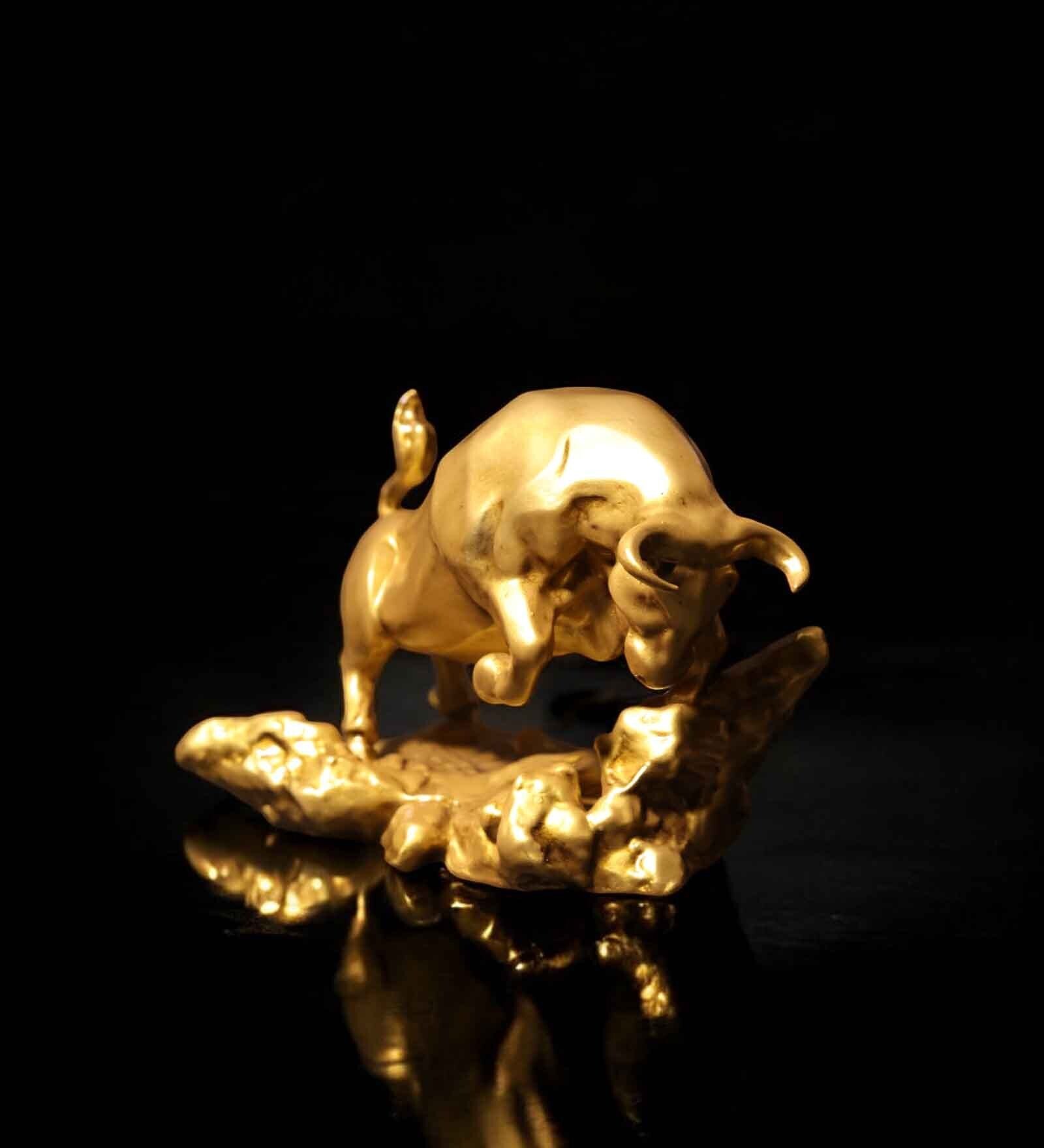 Bronze Marbel and Resin Charging Bull